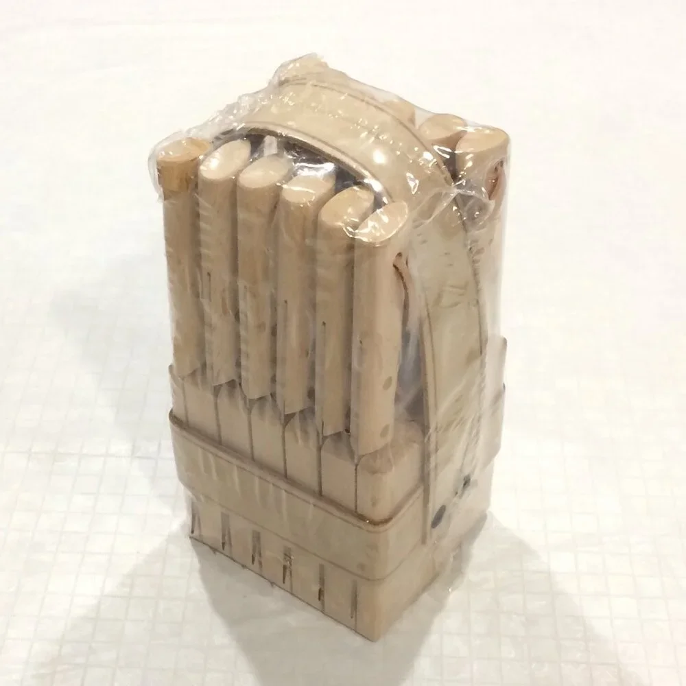 Thiers DUROL France Set of 12 Piece Steak Forks and Knives leather in Wood Block